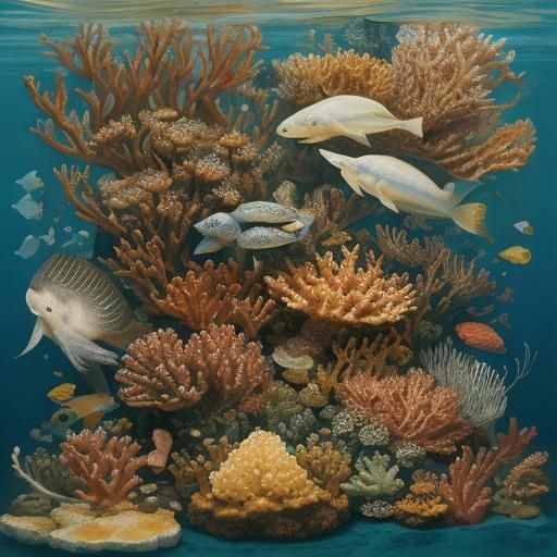 Mousefish Nibbling Cheese Corals in Old Master Style