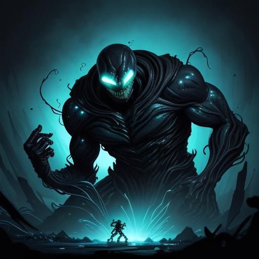 Venom Absorbs Carnage in Bioluminescent Concept Art