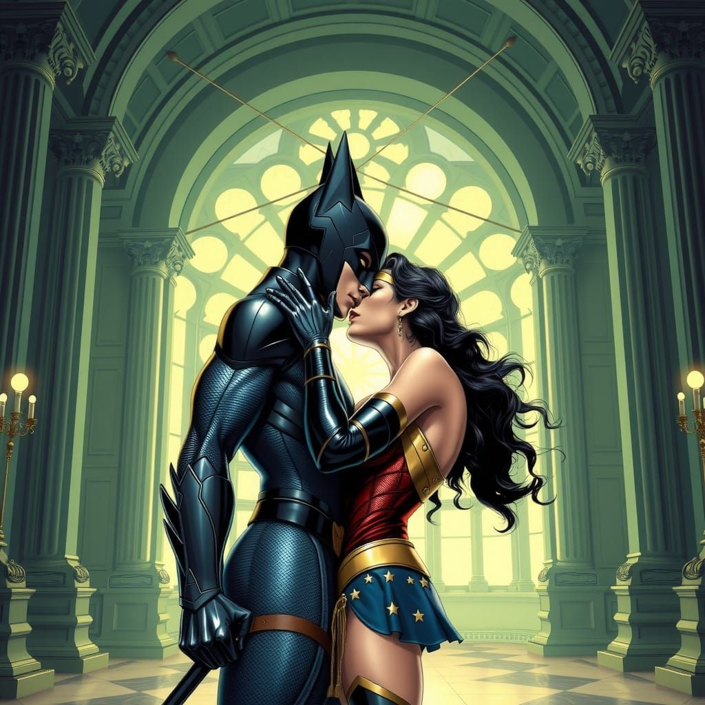 Catwoman and Wonder Woman Kiss in Hall of Justice