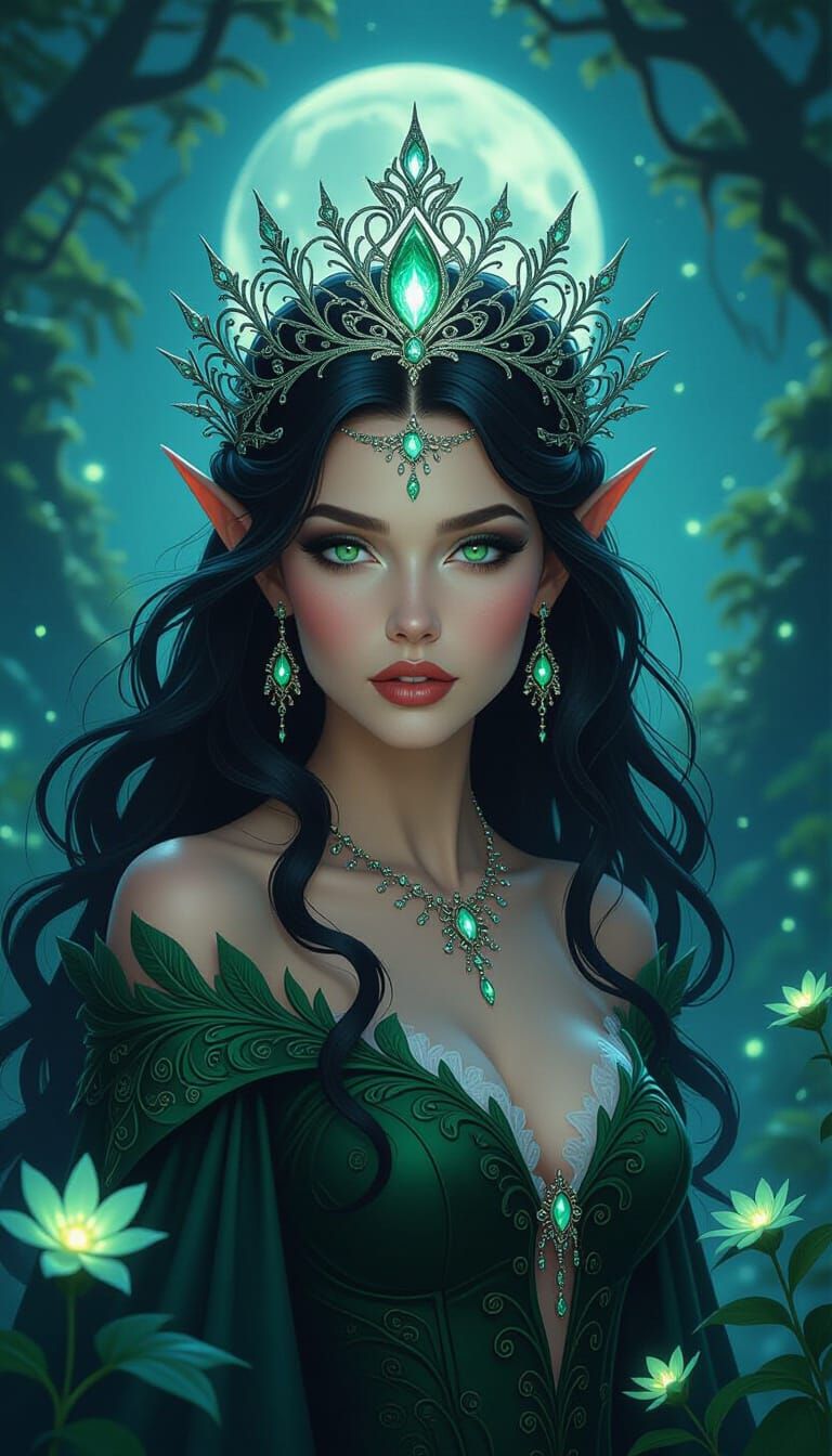 Regal Fae Queen in Moonlight Glade