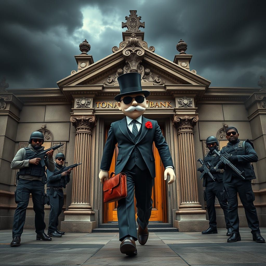 Monopoly Man Walks into Heavily Guarded Bank in a Tense, Cin...