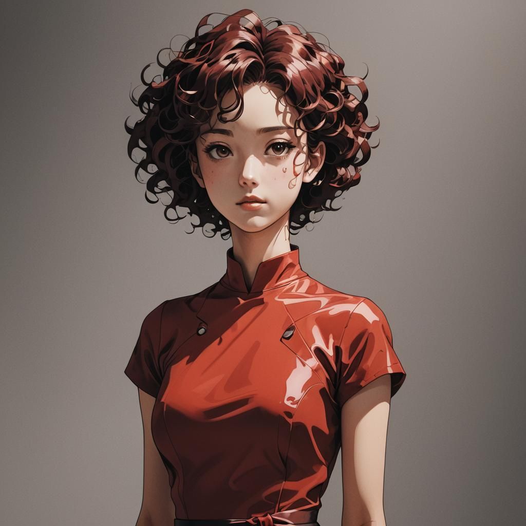 Model in Red Dress: Manga Scan Style