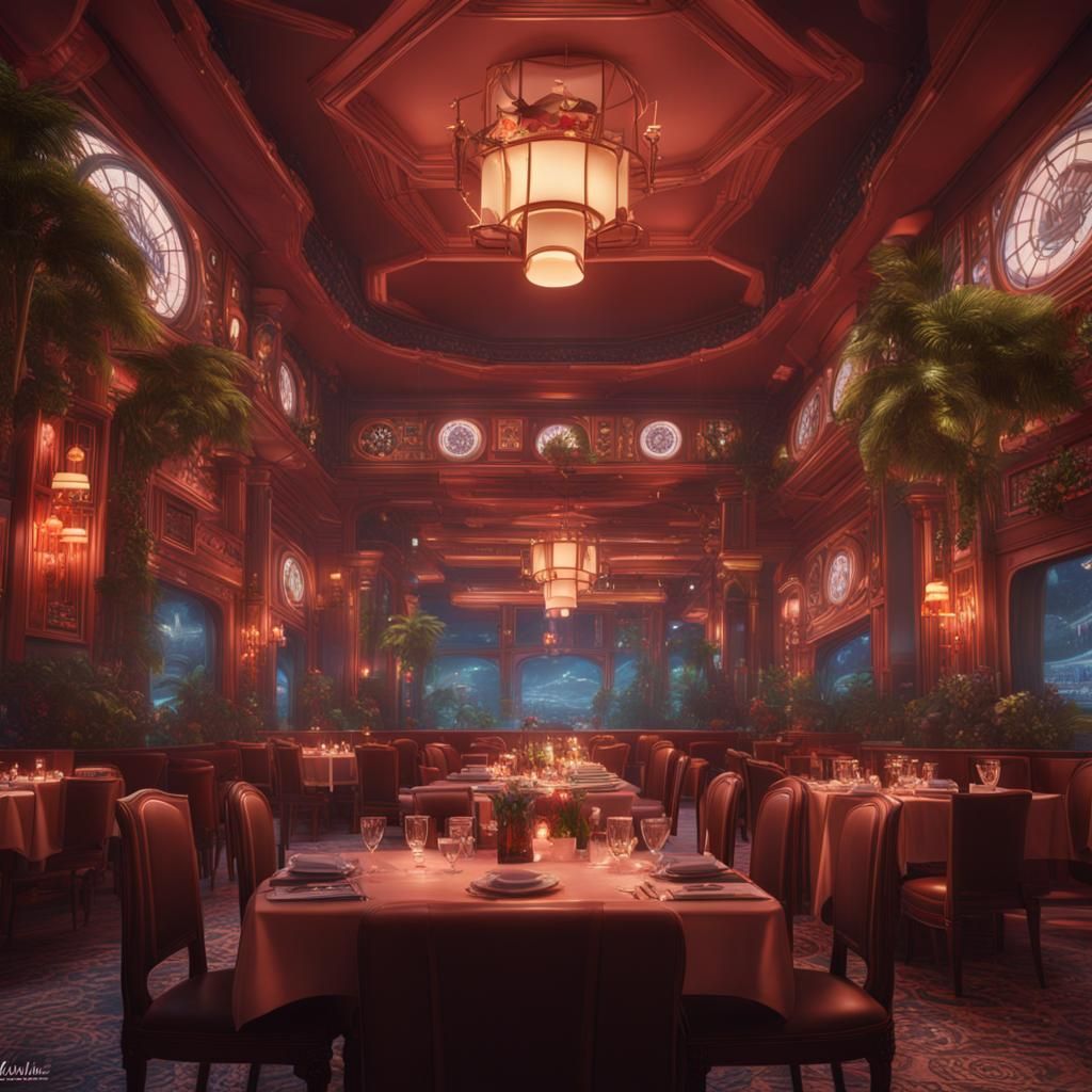 1980s Fine Dining Restaurant in Detailed Matte Painting
