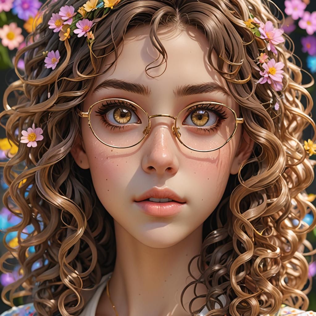 Anime Portrait of Brunette Girl with Hazel Eyes