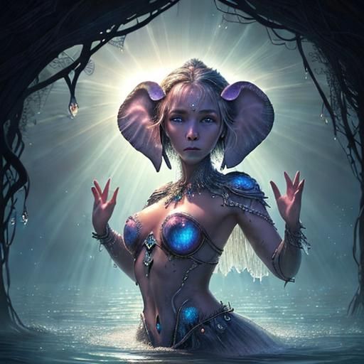 Iridescent Dewdrop Dancer in Underwater Sunlight