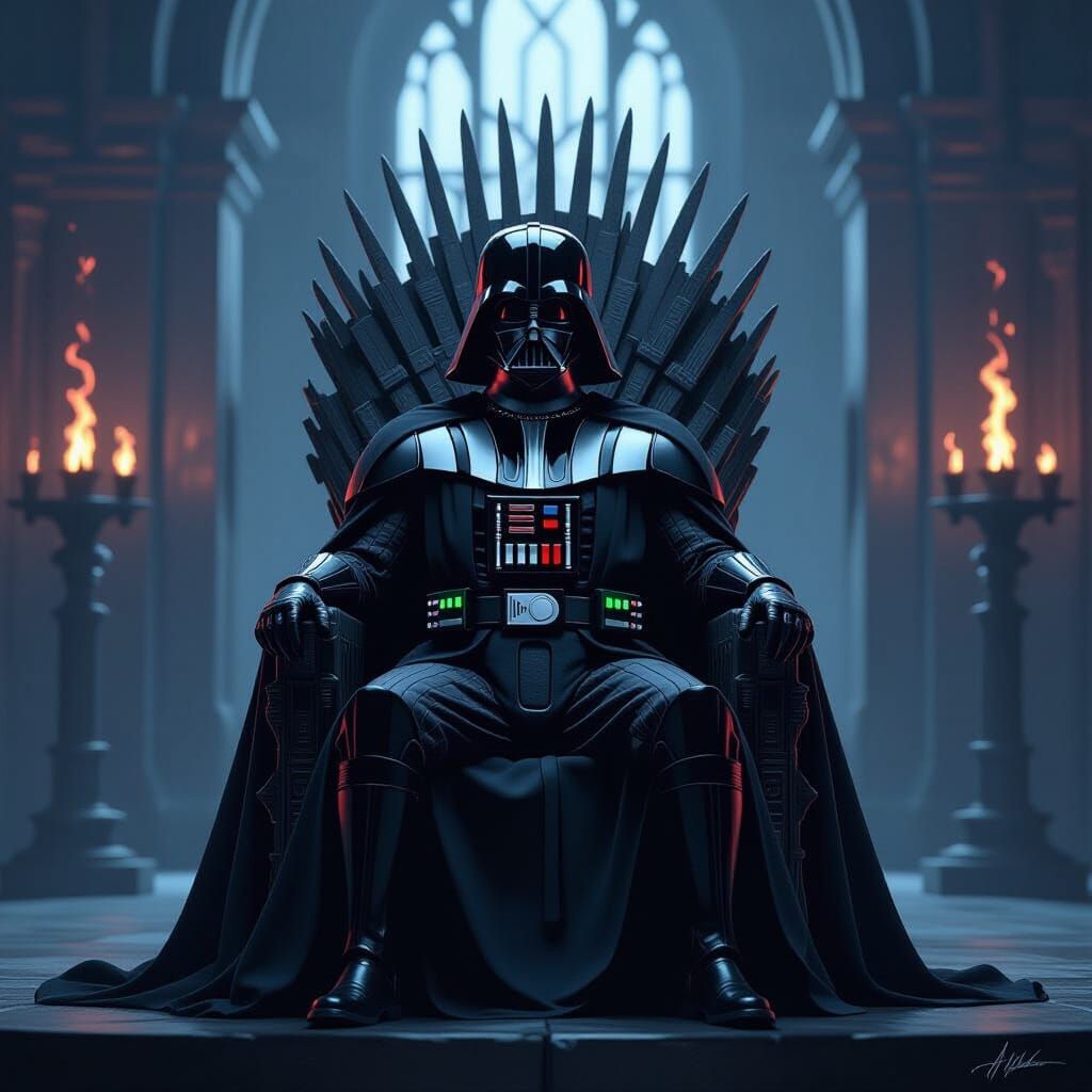 Darth Vader Sits on the Iron Throne in Dark Majesty
