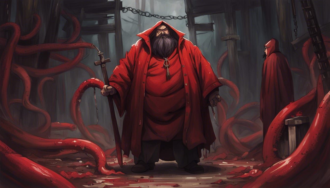 Sinister Figure at Gallows in Anime Style