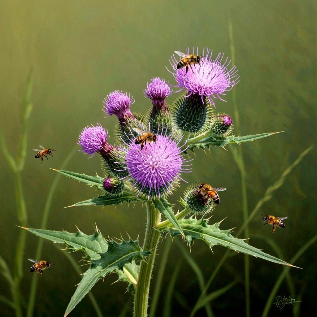 Swamp Thistle in Bloom: A Wisconsin Pollination Scene