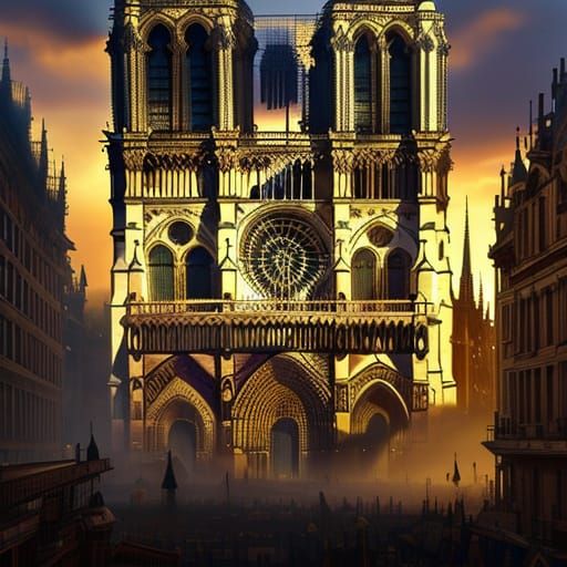 Notre Dame Construction in Gothic Architectural Style