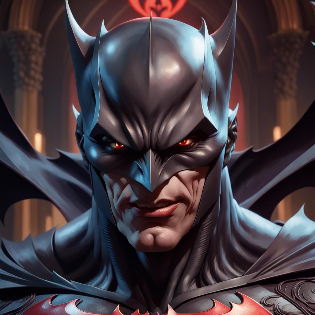 Demonic Vampiric Batman Portrait in Hyperdetailed Style