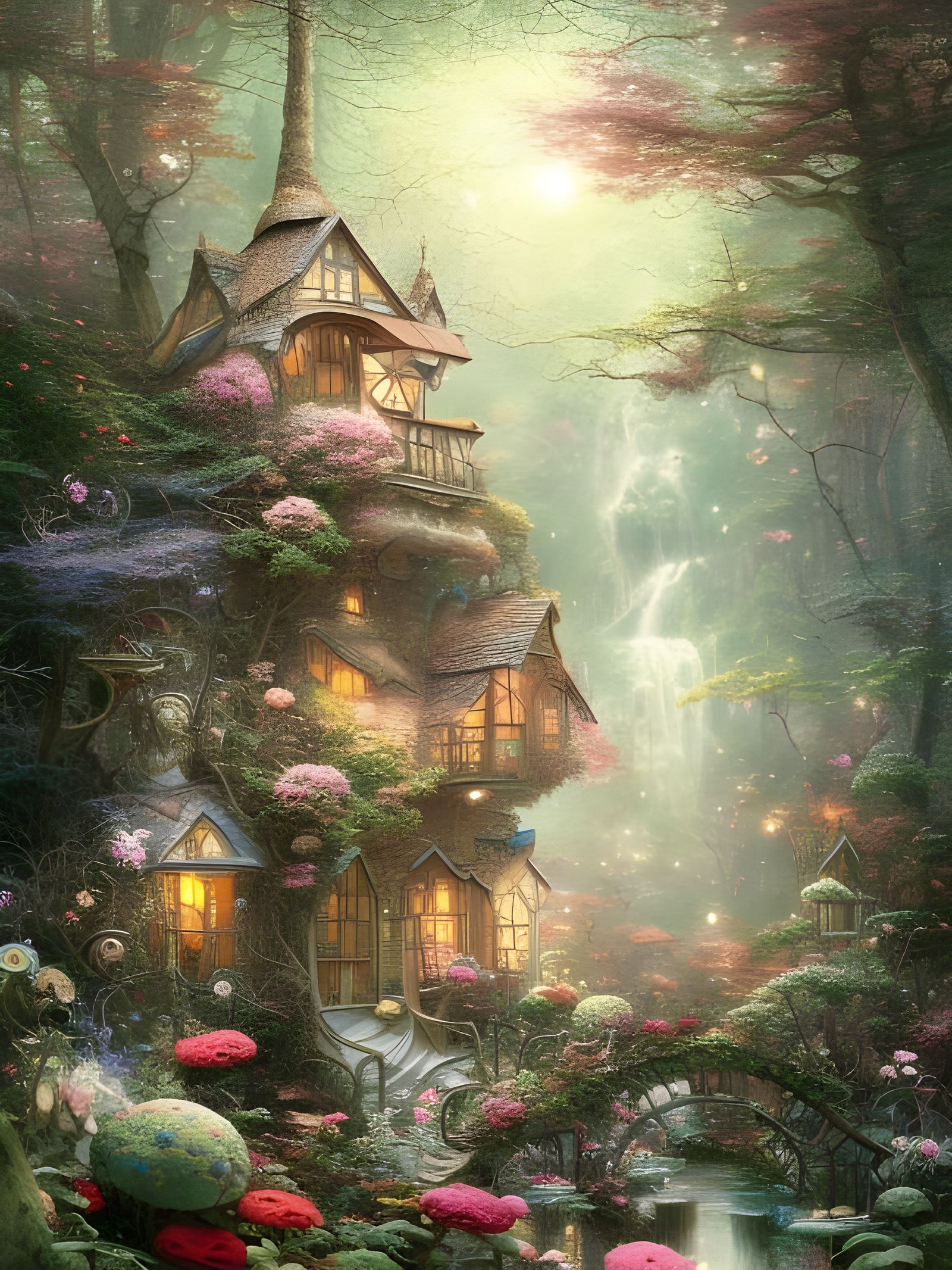 Enchanted Forest Wonderland in Light Pastel Colors