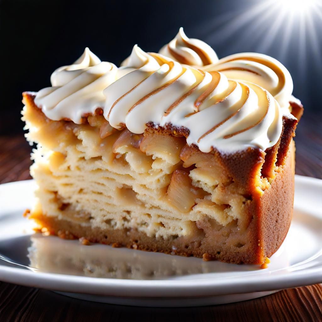 Hyperrealistic 3D Apple Cake with Whipped Cream