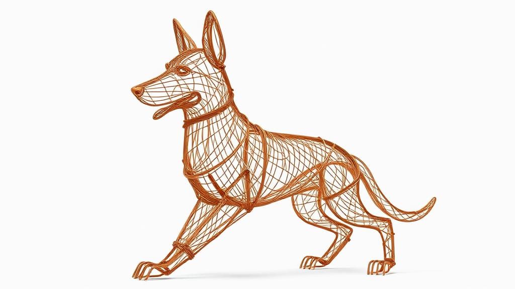 Copper Wire German Shepherd Dog Sculpture