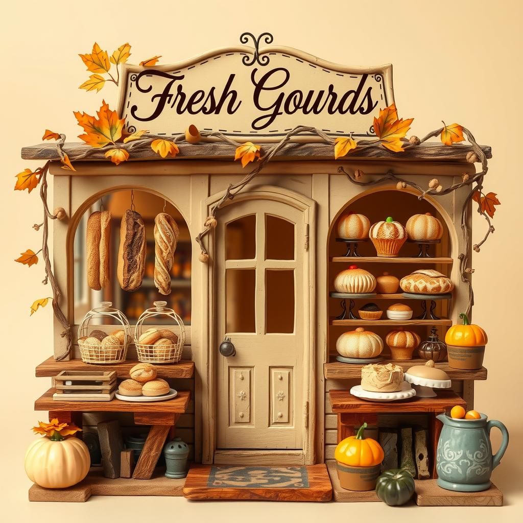 Charming Gourd Shop in Earthy Tones