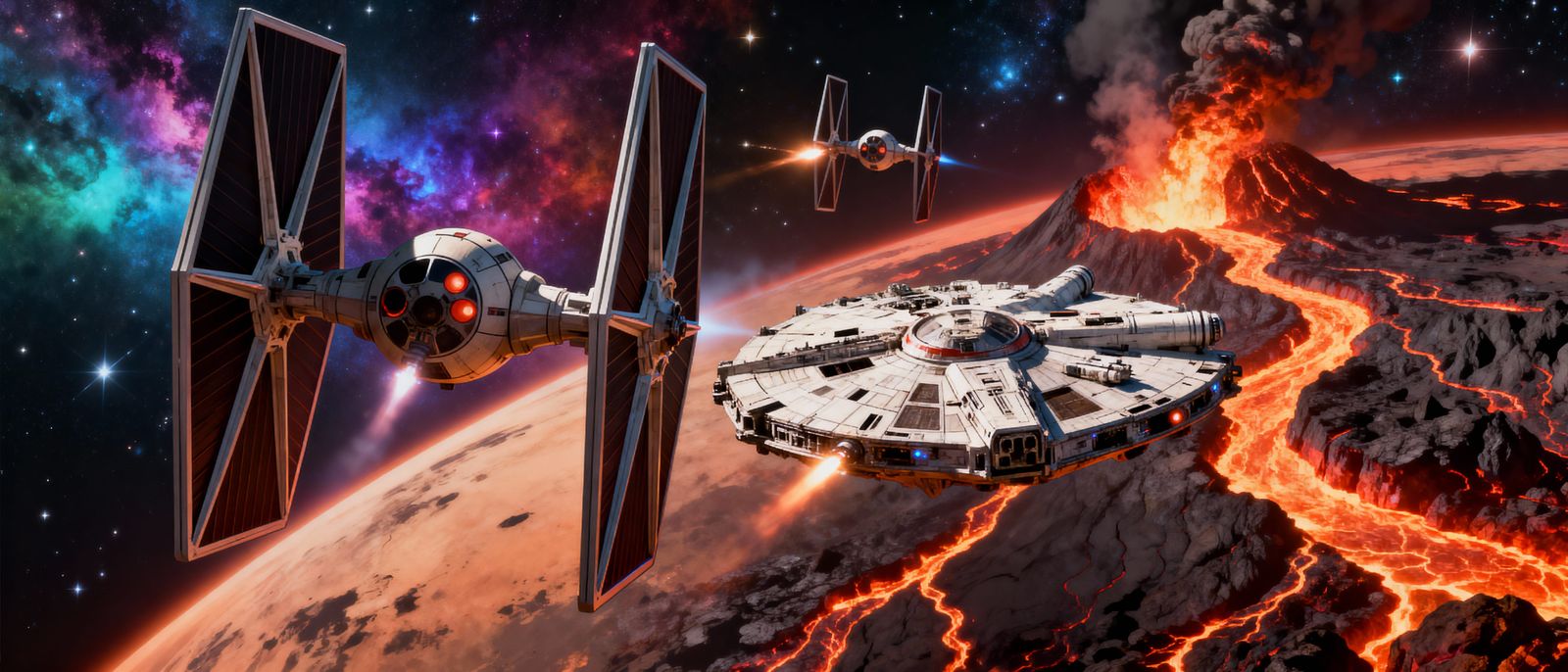 Star Wars Battle: Tie Fighters Chase Millennium Falcon