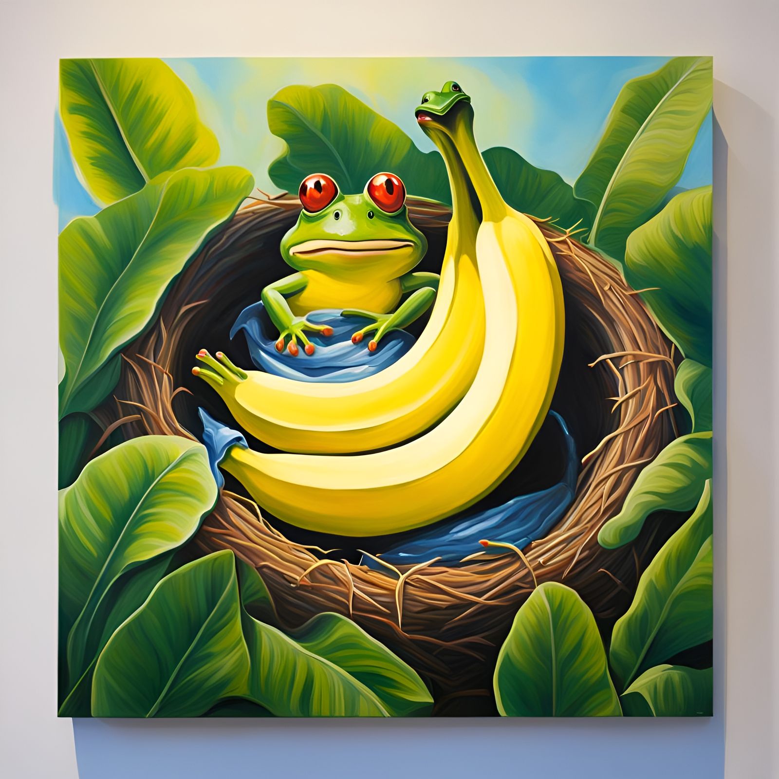 Banana Birth: Surreal Modern Acrylic Art