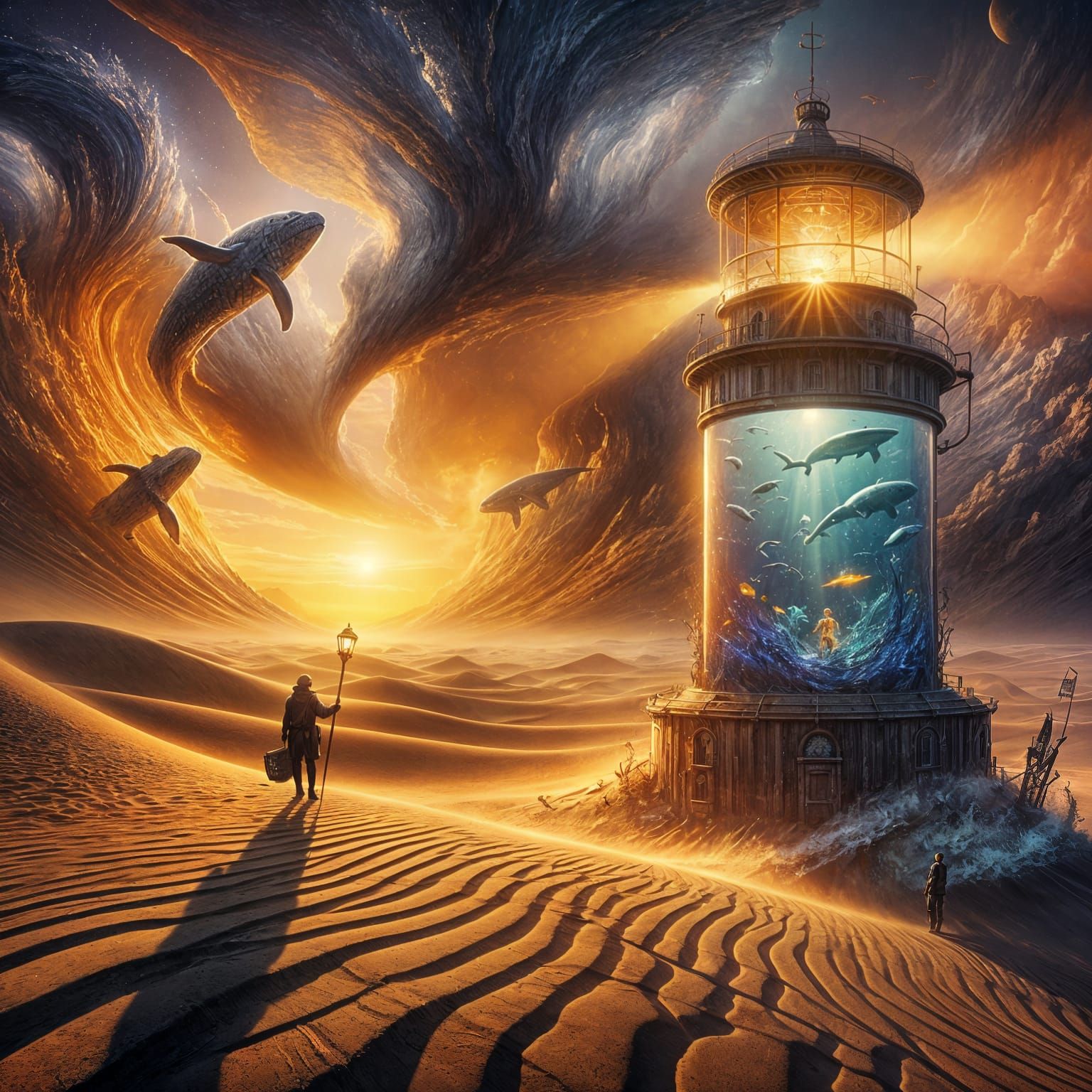 Desert Lighthouse Keeper with Ocean Beacon