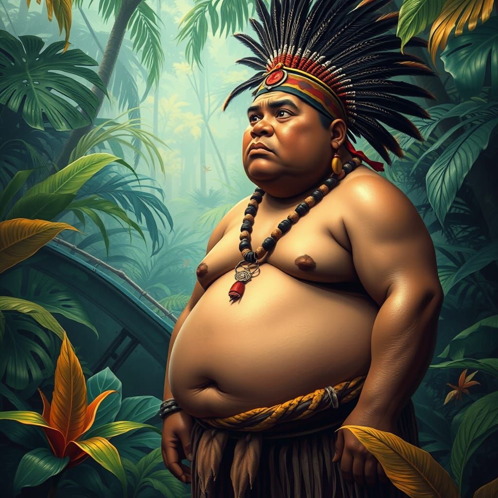 Amazon Tribesman in Psychedelic Hyper-Realistic Style