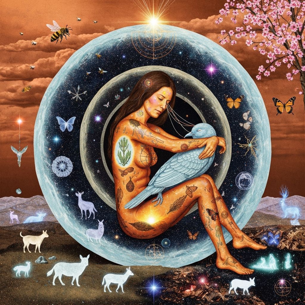 Mystical Shaman Sculptor in Vibrant Spiral Art