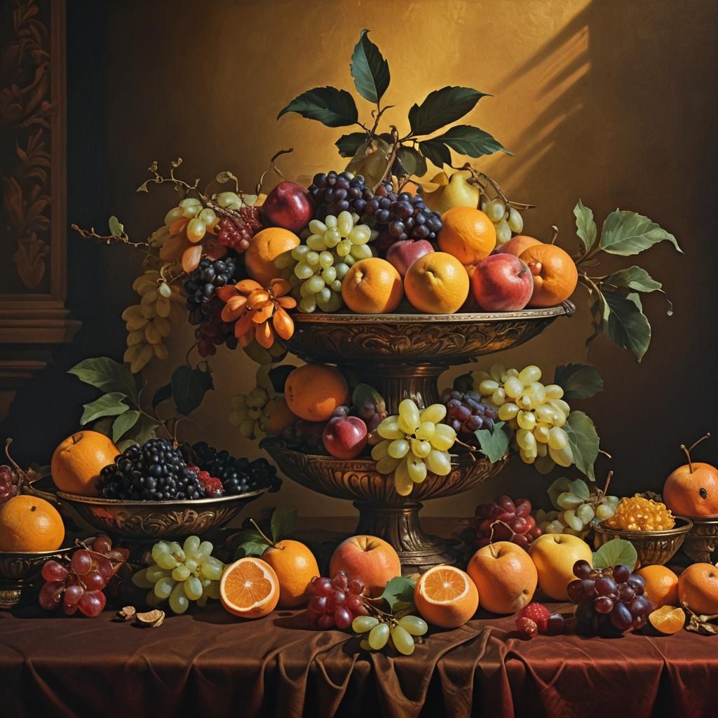Renaissance Still Life with Fruit, Leonardo Style