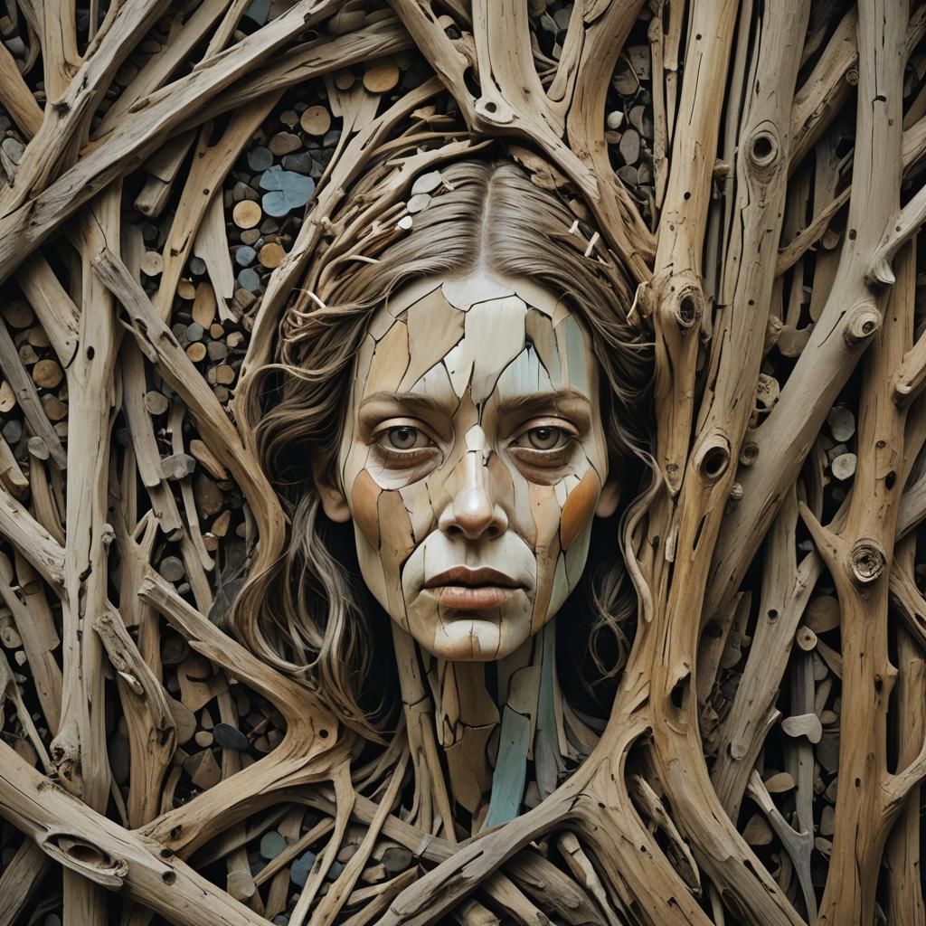 Driftwood Woman: Moody Art Brut Photography