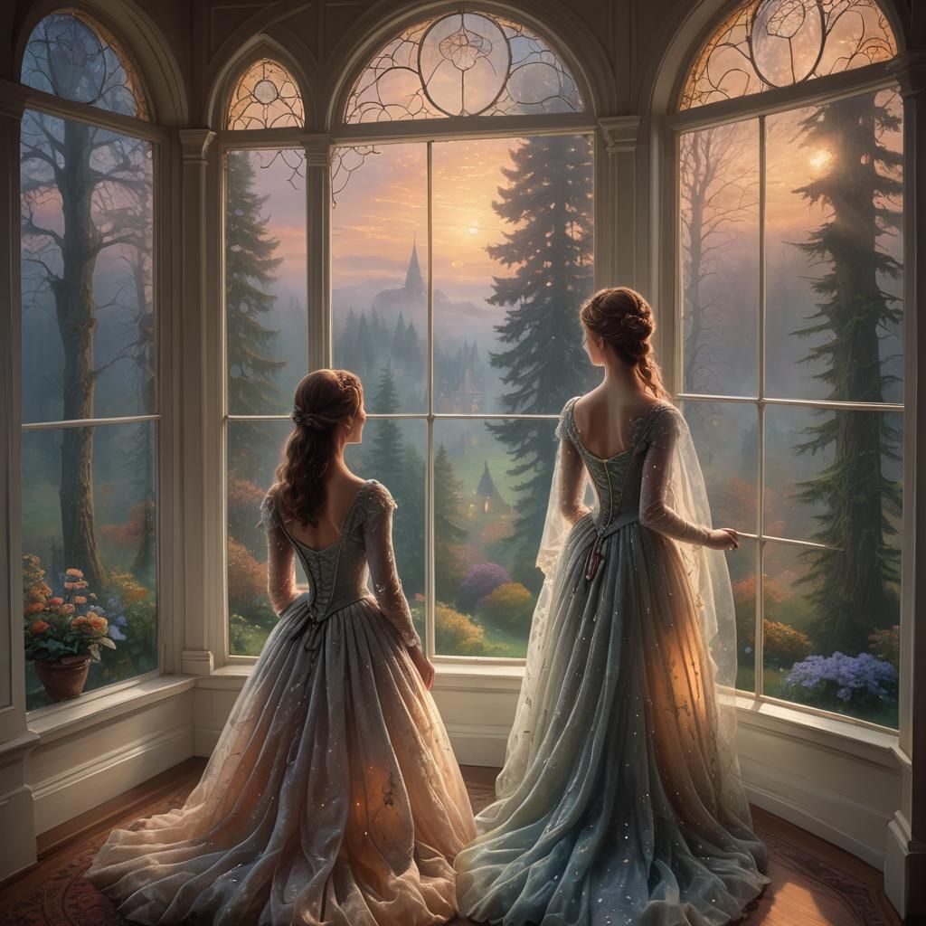 Ethereal Woman in Victorian Mansion Interior