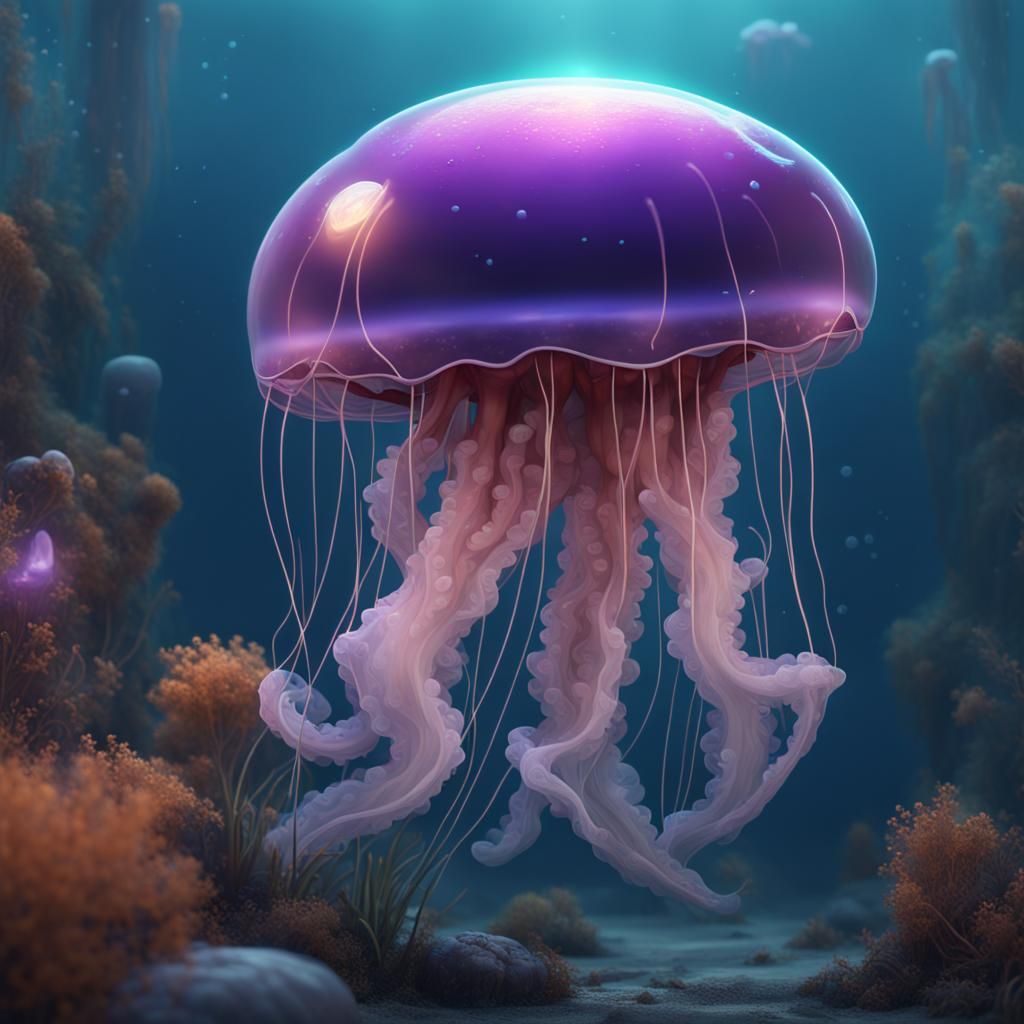 Cute Jellyfish Concept Art in Deep Color