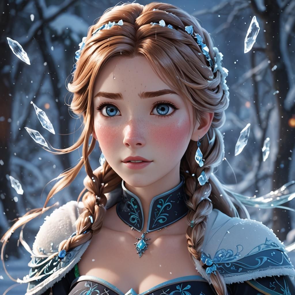 Anna Reimagined: Anime Art with Ice Powers