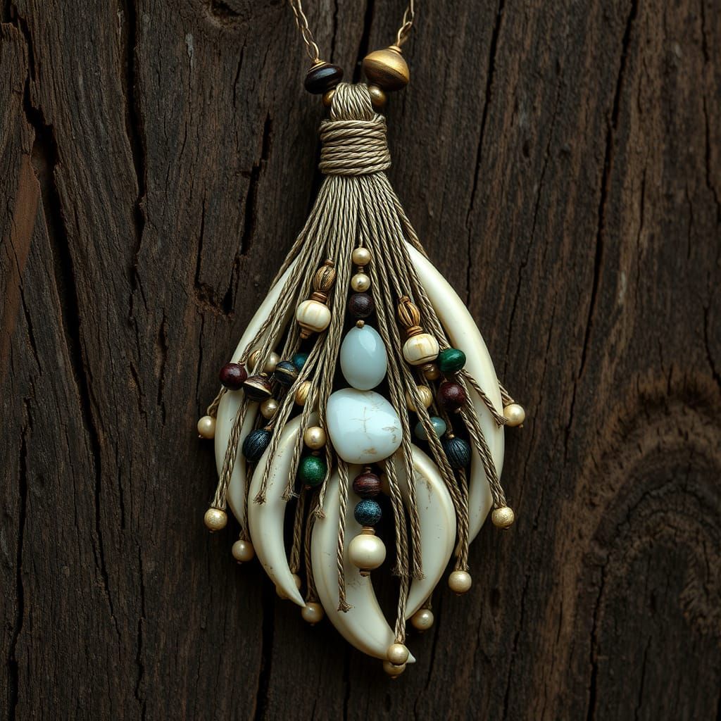 Intricate Shamanic Pendant Still Life, Photorealistic Style