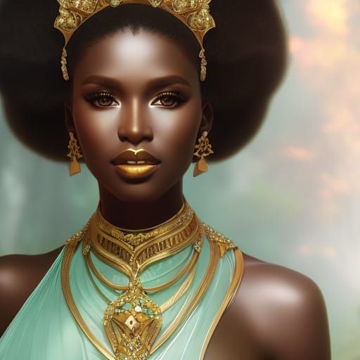 African Princess in Jungle Illustration