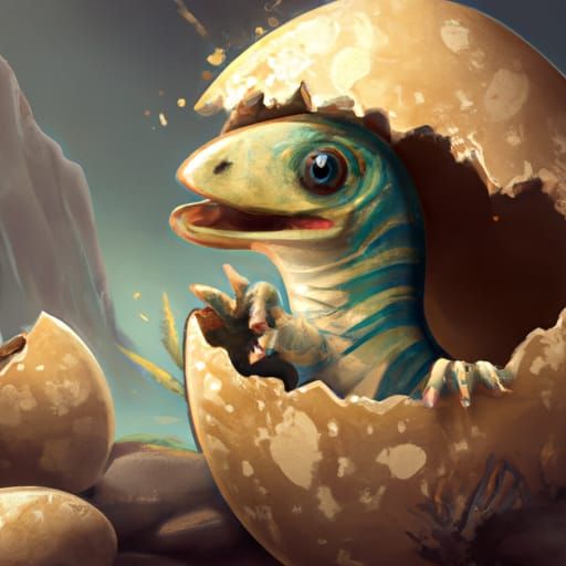 Dramatic Baby Dinosaur Emerges from Egg in a Stunning Digita...