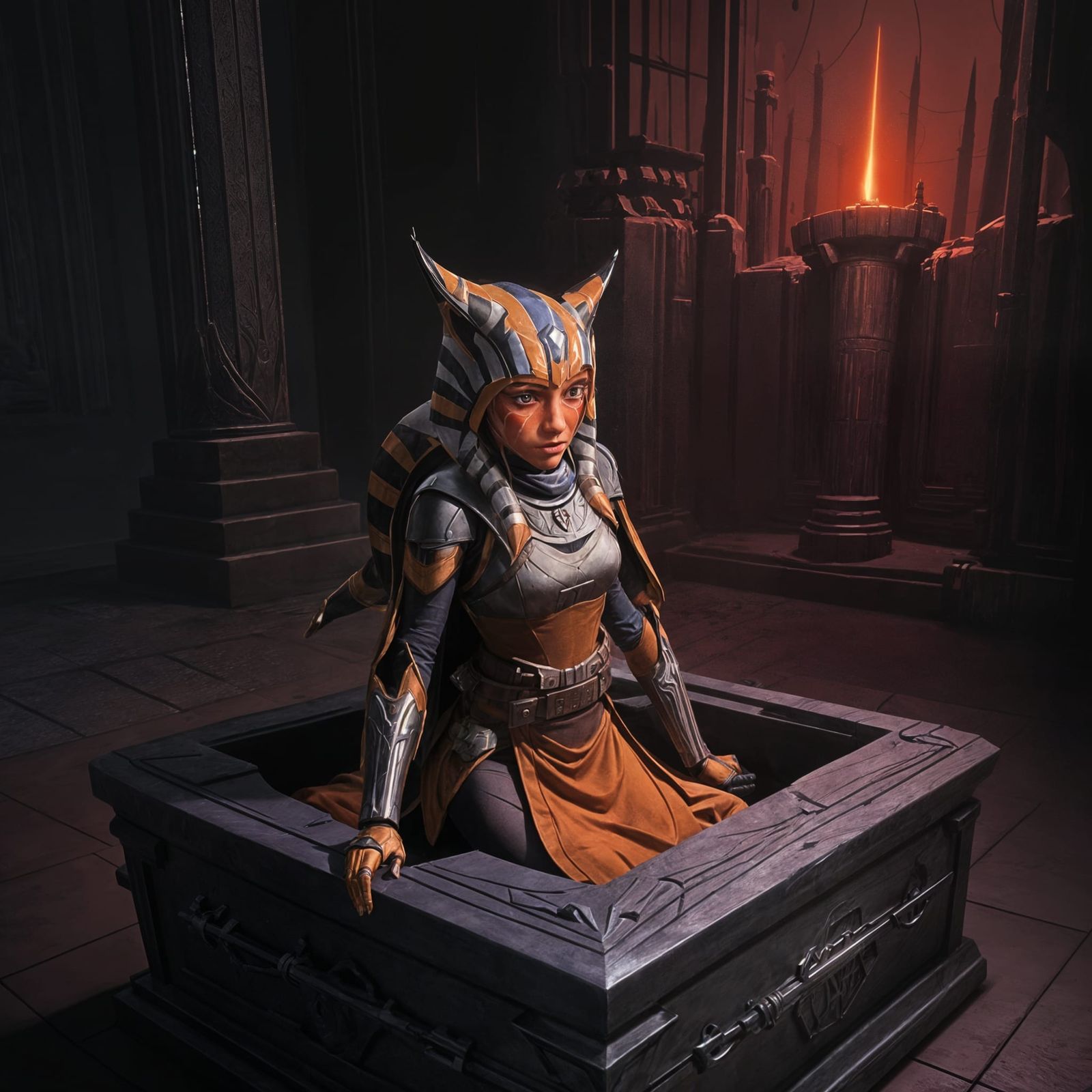 Ahsoka Tano Rises from the Depths in Dark Fantasy Art