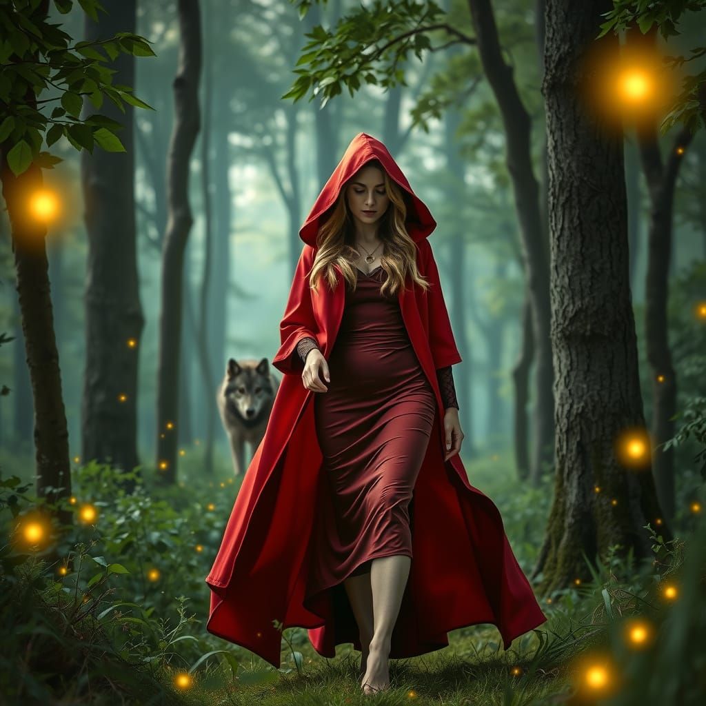 Red Riding Hood in a Fantasy Forest