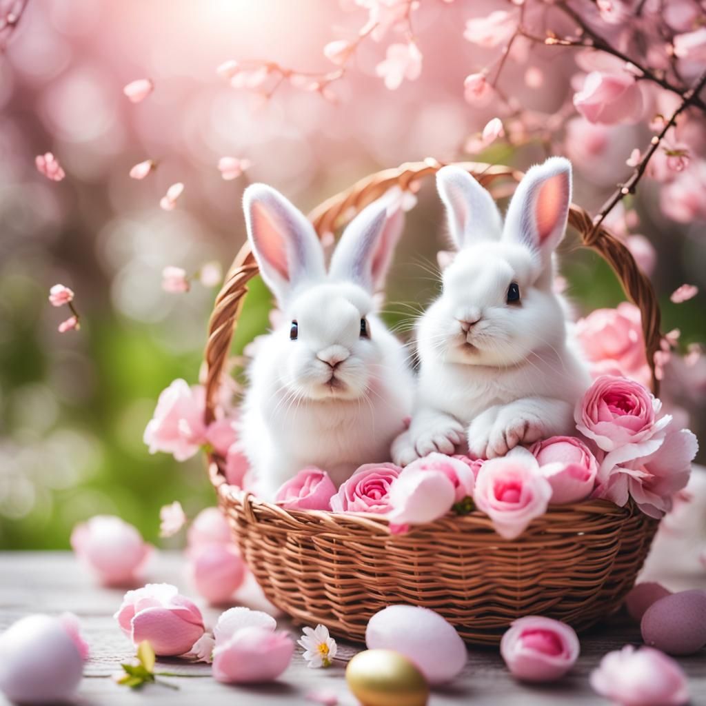 Springtime Bunnies in a Pink Paradise