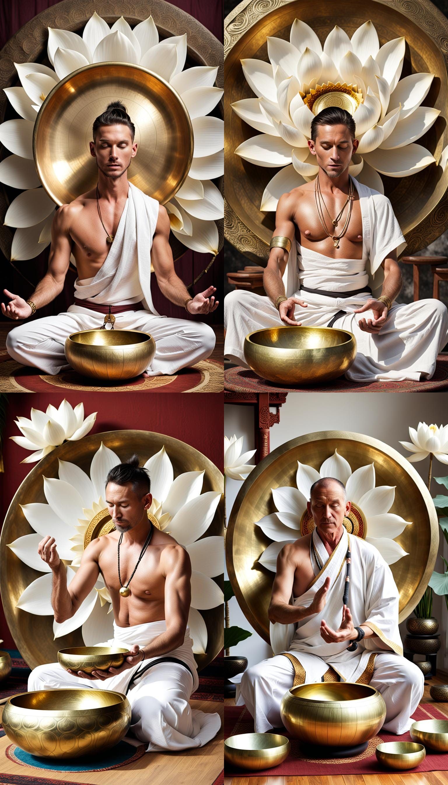 Music Therapy with Gong and Lotus Flower