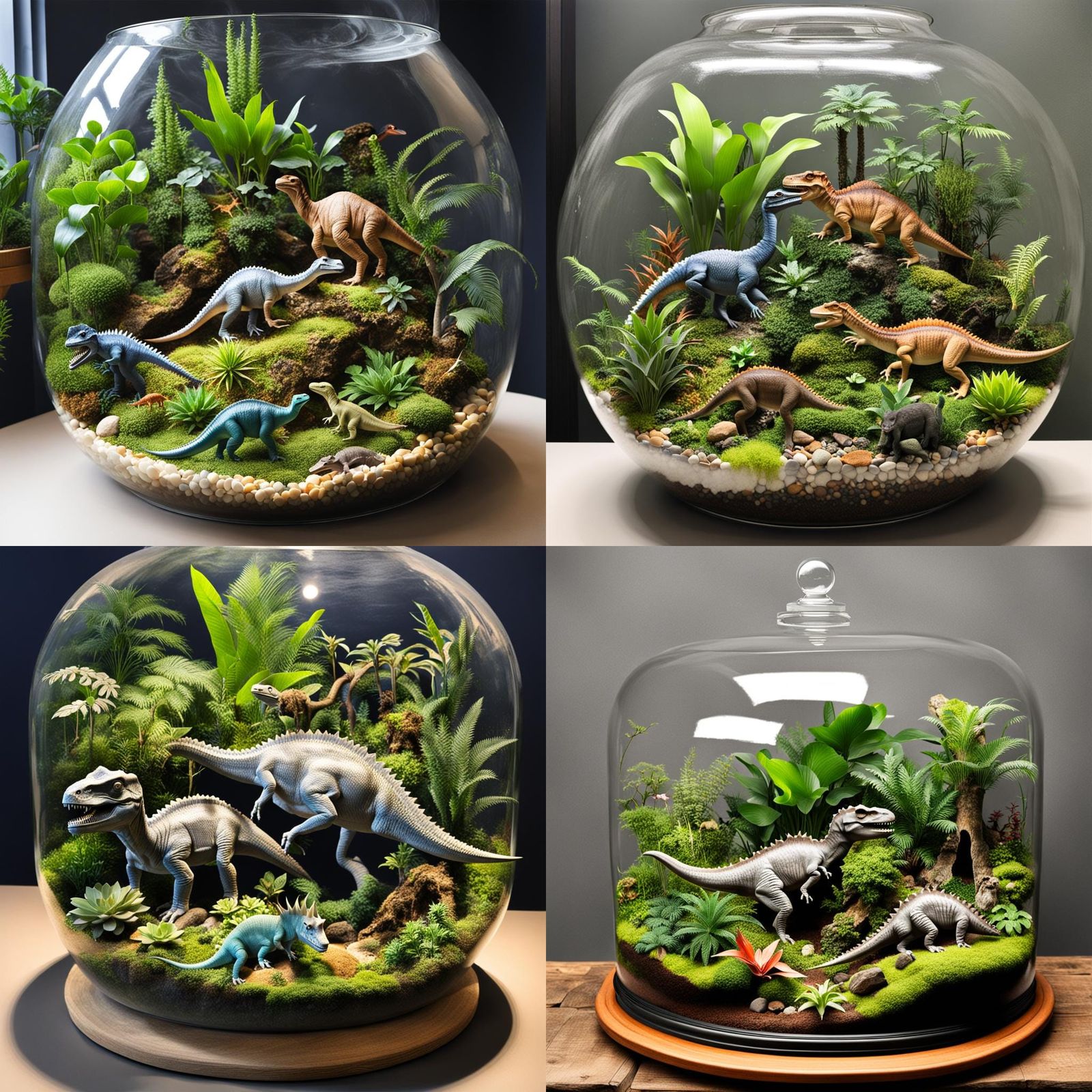 Exotic Terrarium with Miniature Dinosaurs