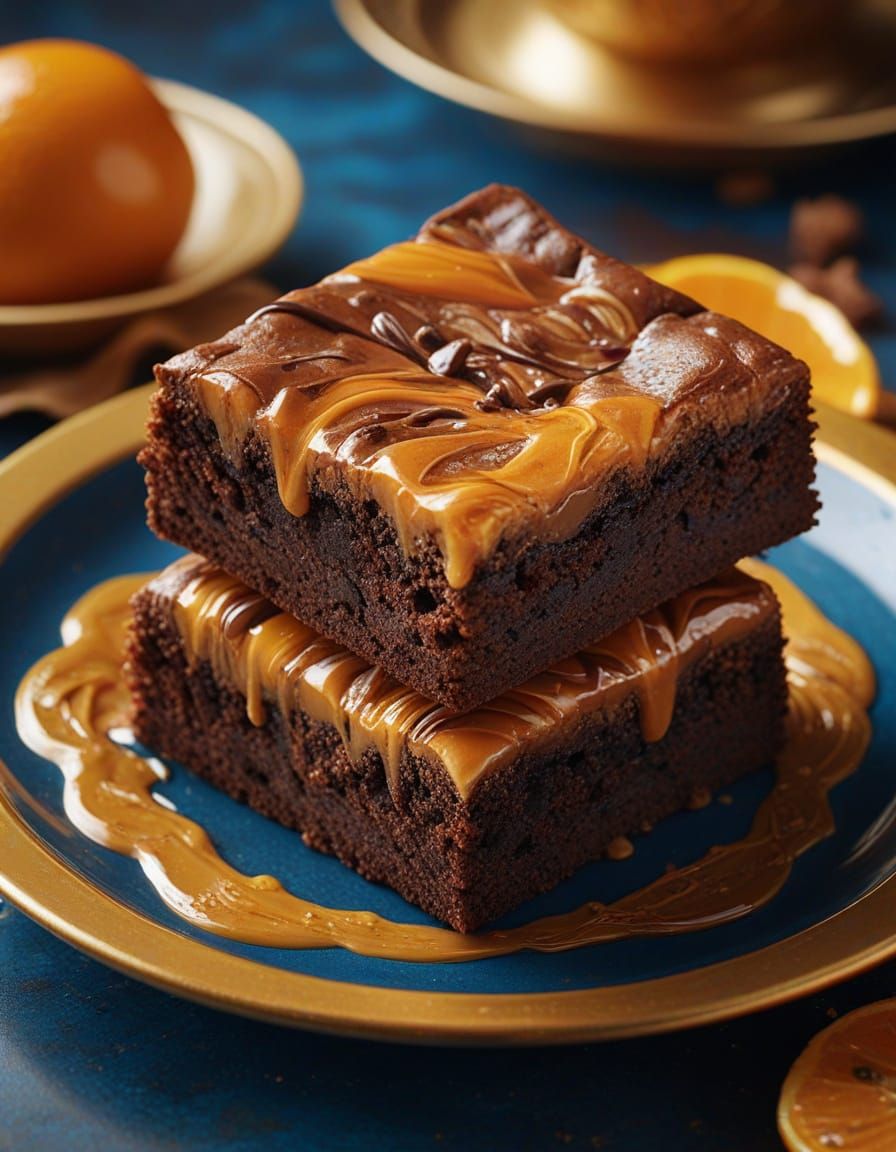 Vibrant Butterscotch Brownie in Warm Oil Painting Style