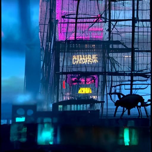 Cyberpunk Charlotte's Web in Neon Metropolis
