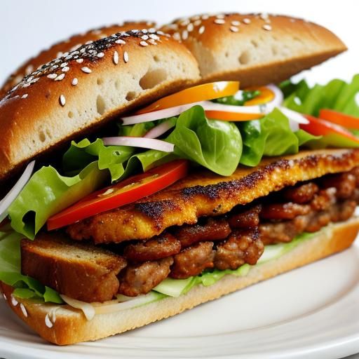 Dazzling Sandwich with Meat and Salad Filling