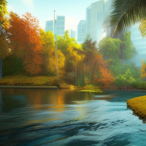 Miami Mansion in Autumn Woods: Fantasy Concept Art