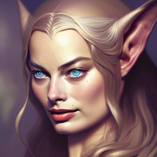 Margot Robbie as an Elven Woman Portrait
