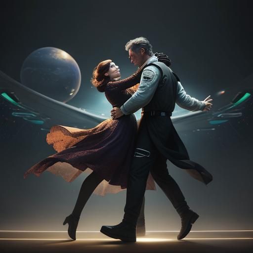 Space Travelers Dancing: Evocative Photographic Portrait