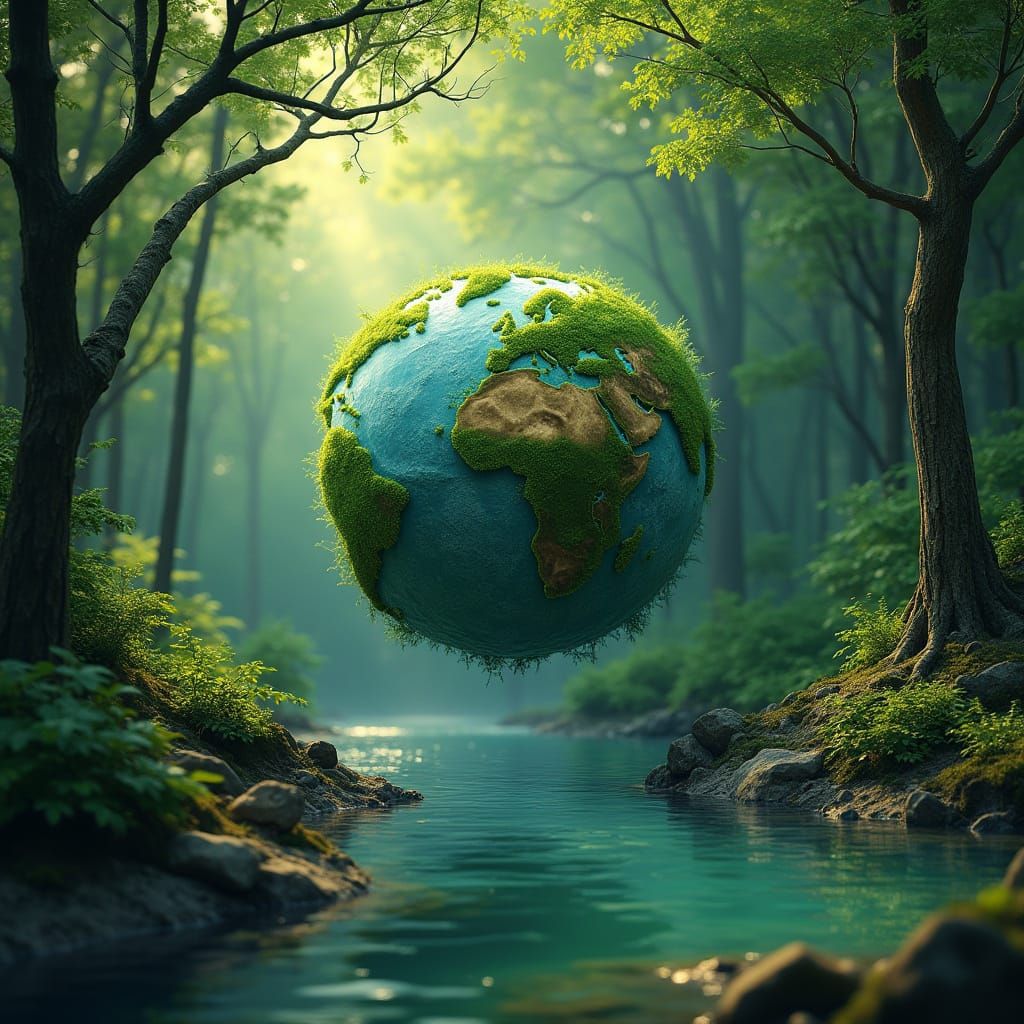Lush Green Earth: A Mystical Future Vision