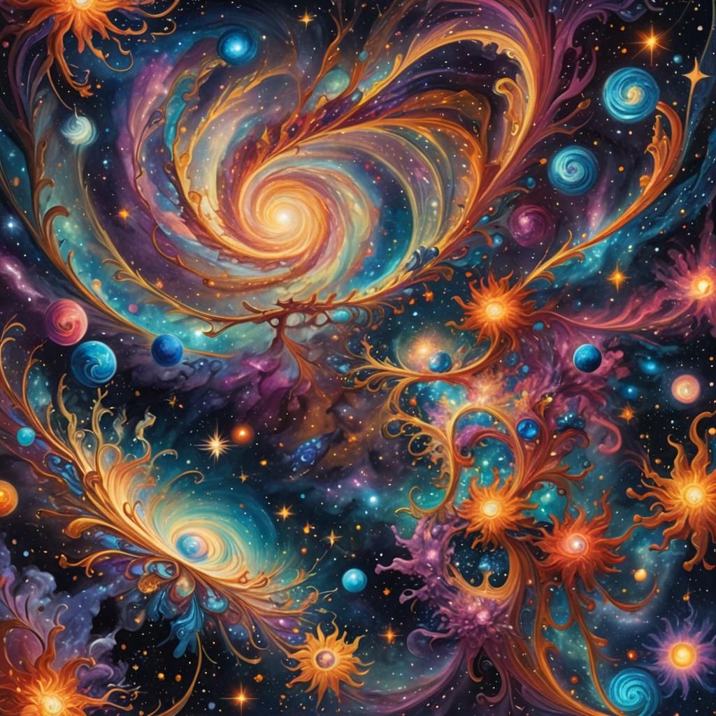 Breathtaking Galaxy Illustration in Surrealist Style