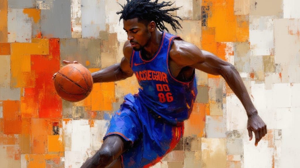 Dynamic Basketball Player in Stylized Digital Art