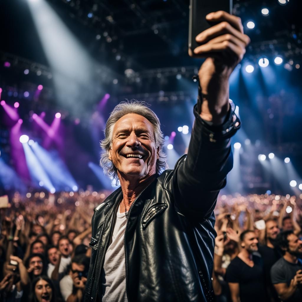 Rock Star Selfie on Stage in Concert