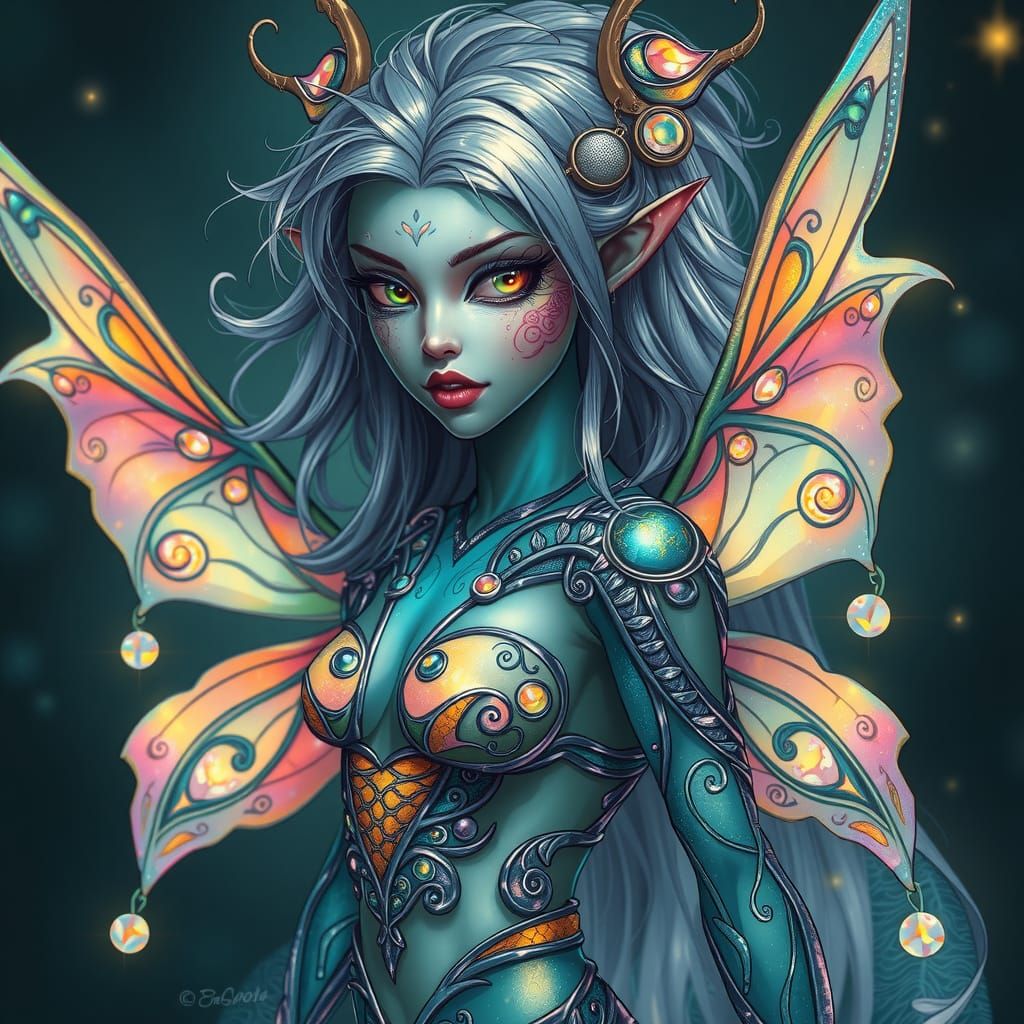 Ethereal Fae in Shimmering Moonlit Landscape