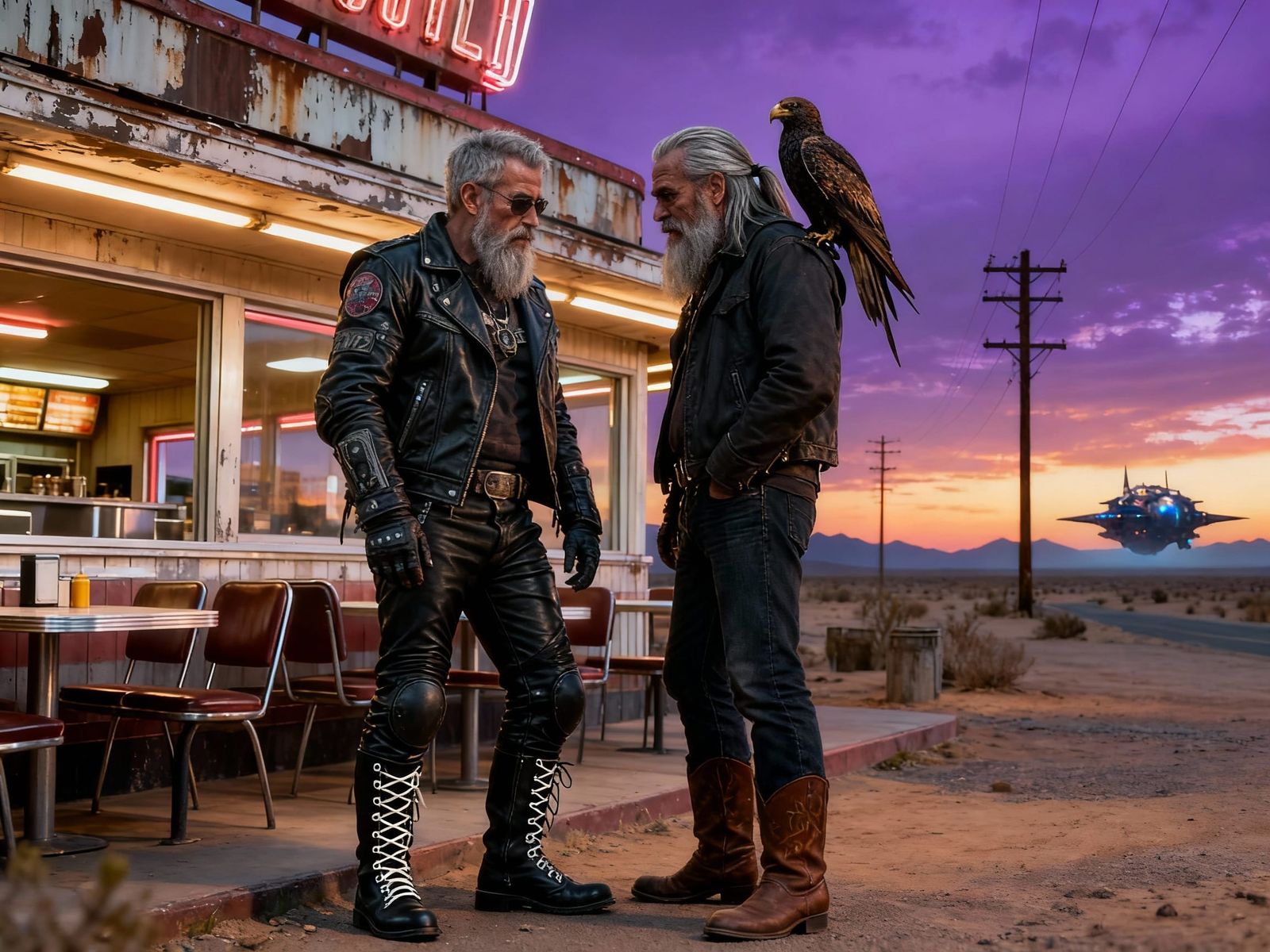 Two Old Friends Reunite at Desert Roadside Diner