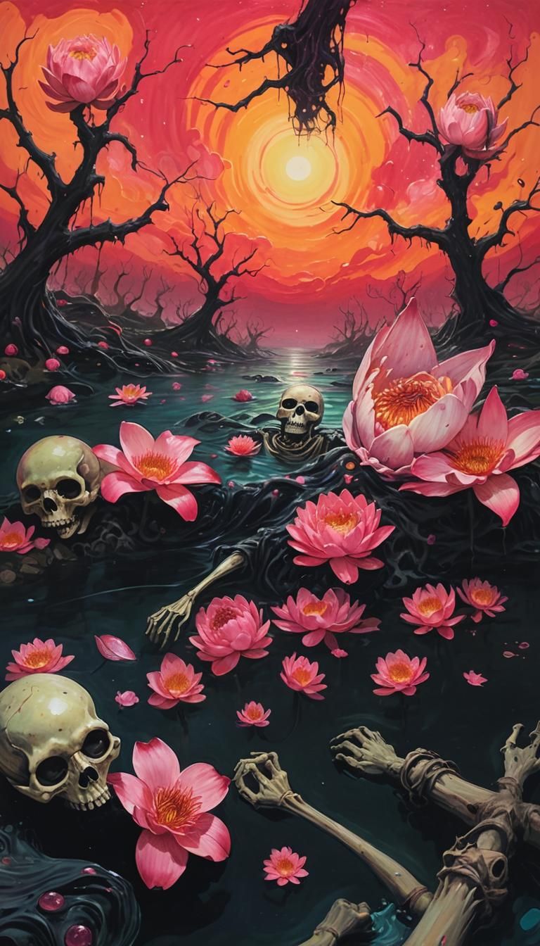 Eerie Childlike Death Figure Over the River Styx