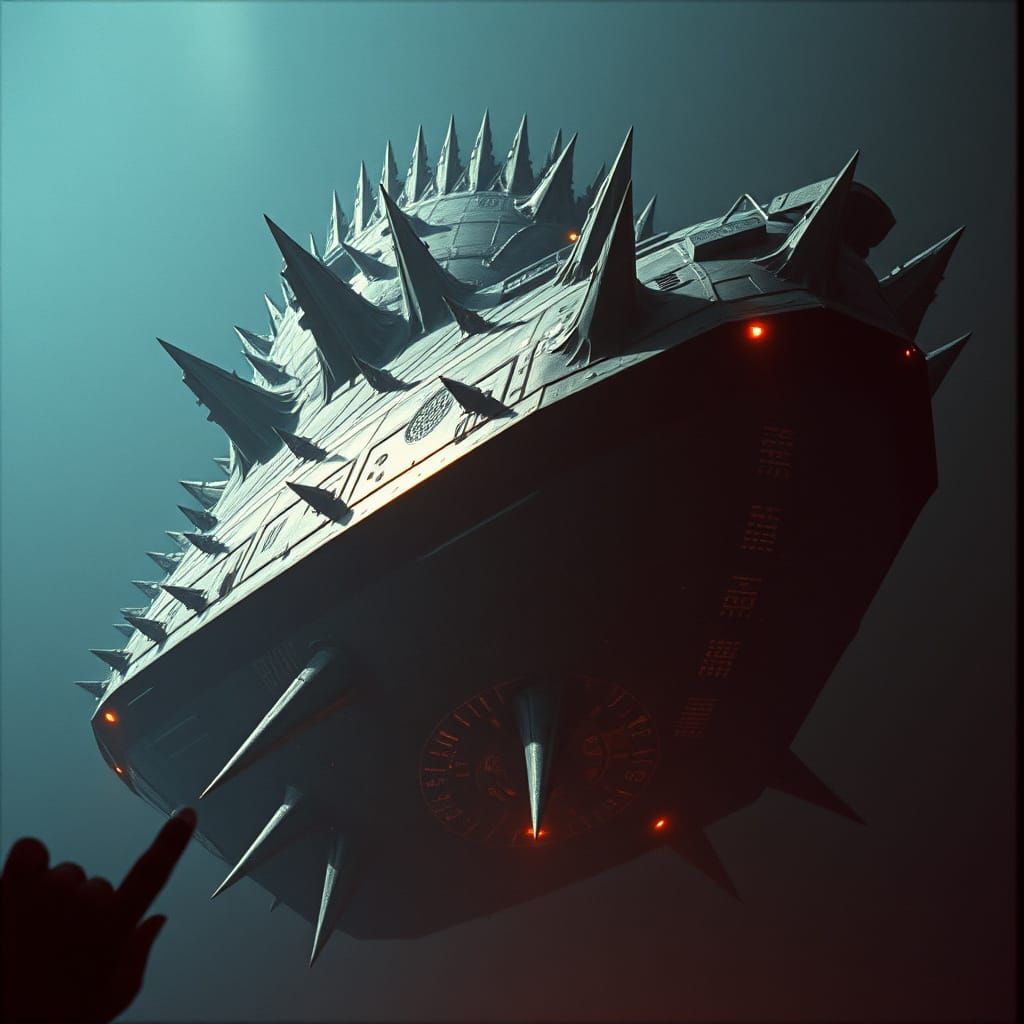 Ominous Alien Mothership in Dark, Foreboding Atmosphere